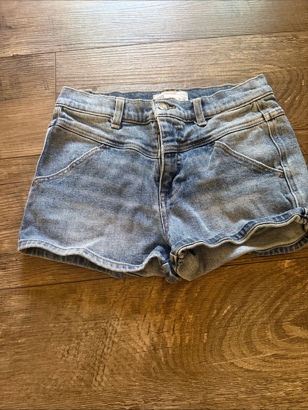 RSQ Women's Light Blue Scalloped Hem Denim Shorts